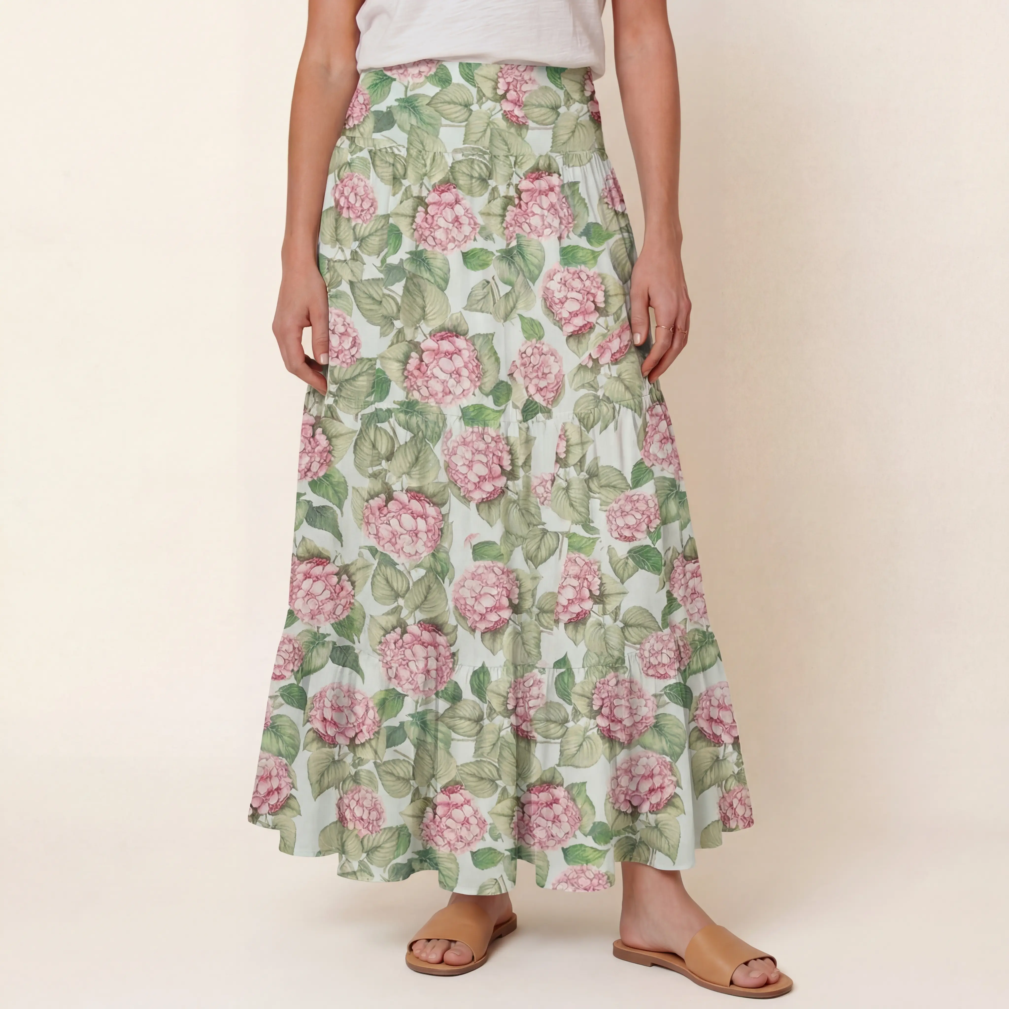 Hydrangea Whisper Print Convertible Maxi Skirt & Strapless Dress