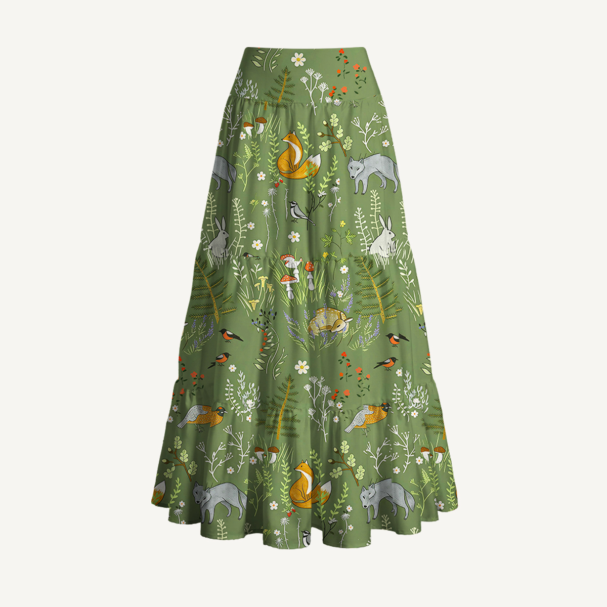 Whimsical Woodland Animals Print Convertible Maxi Skirt & Strapless Dress