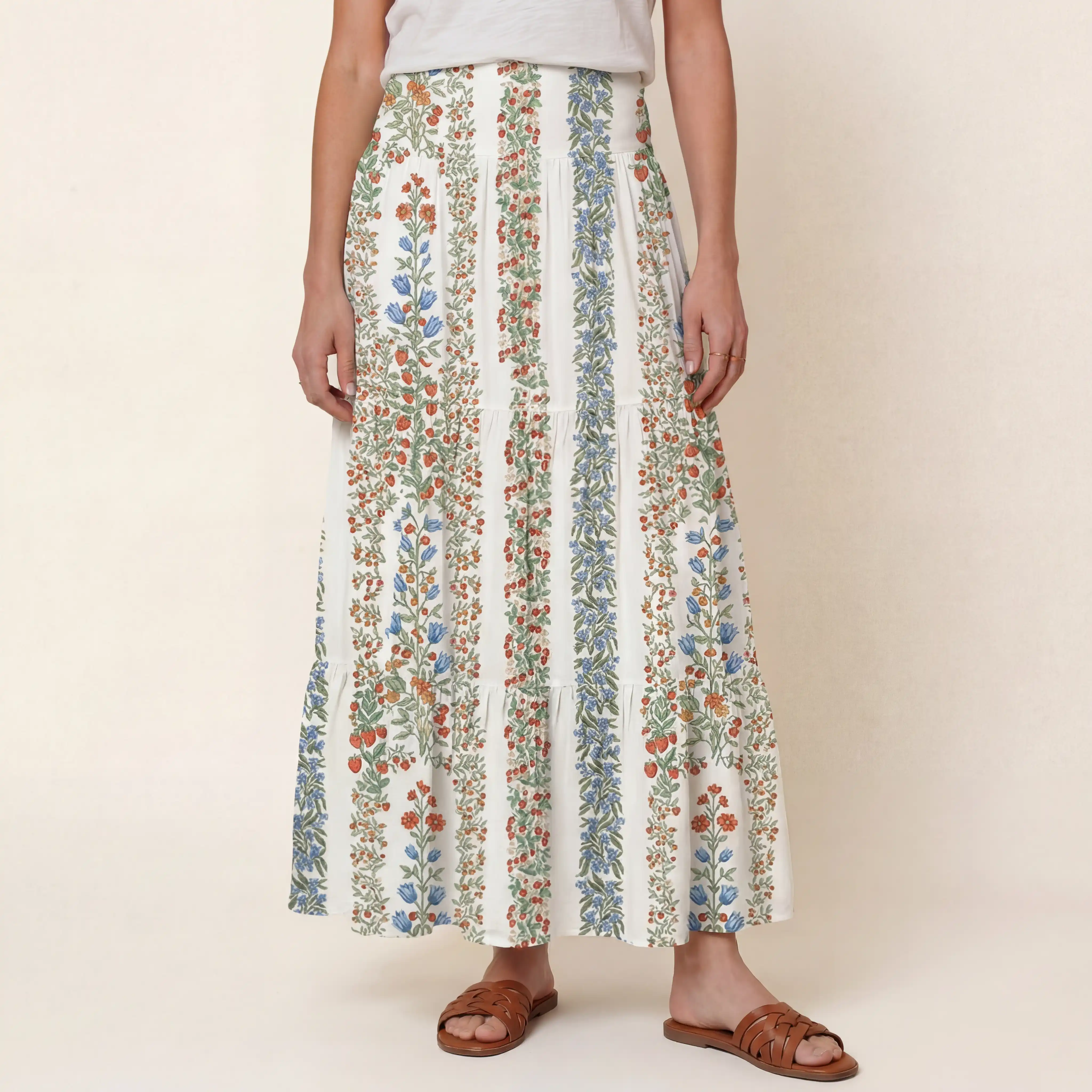 Strawberry Vine Tales Print Convertible Maxi Skirt & Strapless Dress