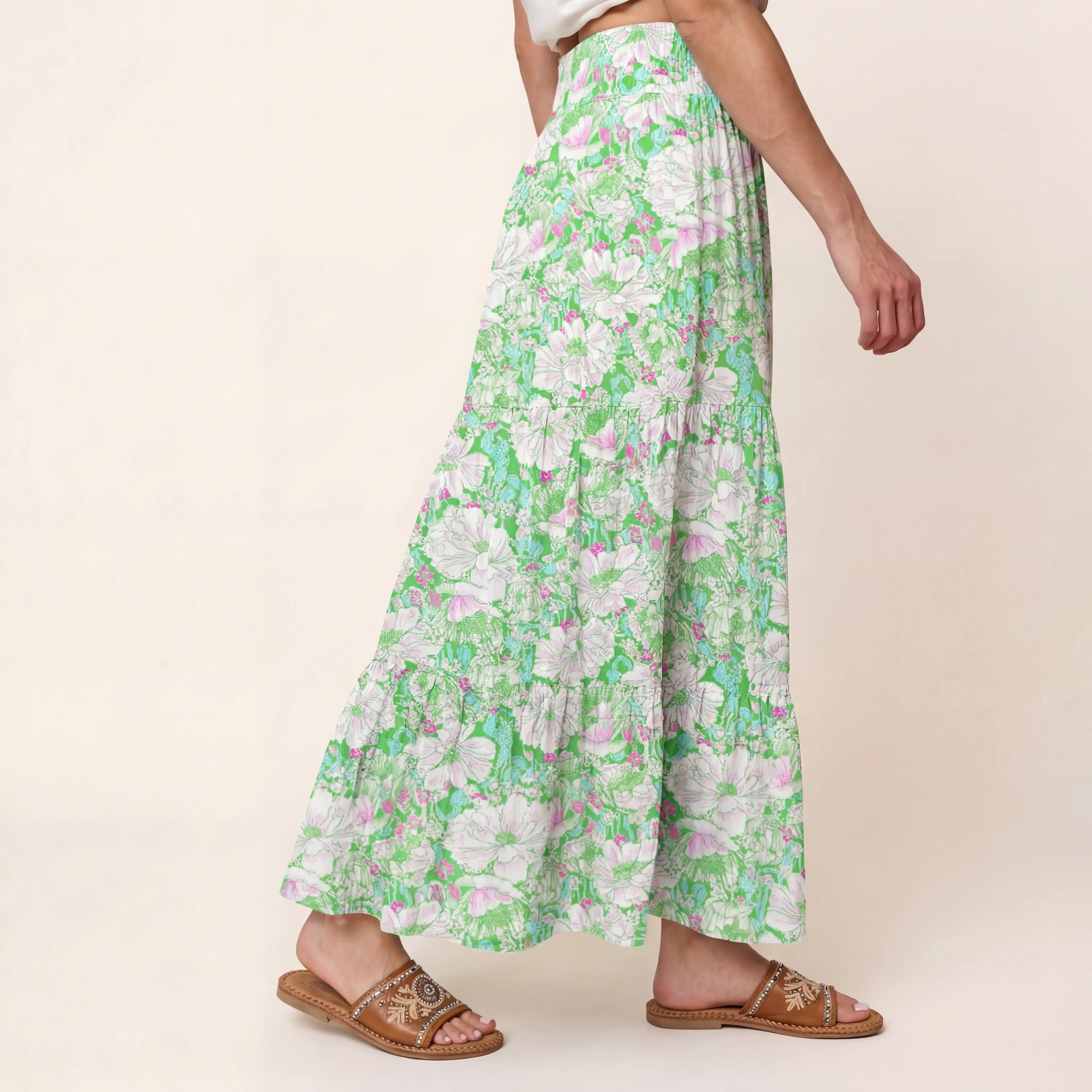 Mint Garden Print Convertible Maxi Skirt & Strapless Dress