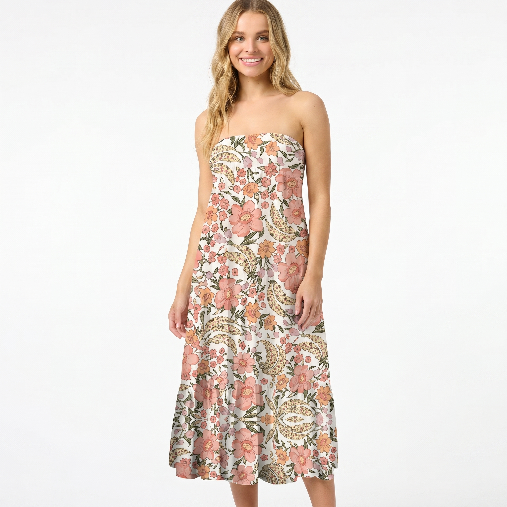 Amber Bloom Print Convertible Maxi Skirt & Strapless Dress